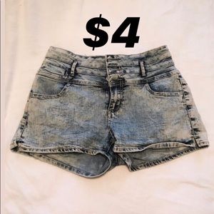High waisted acid wash shorts